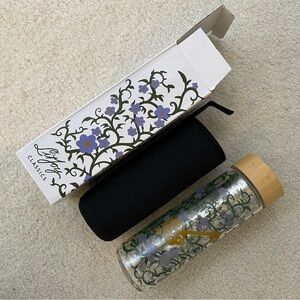 RARE LitJoy "Secret Garden" Double Wall Glass Water Bottle w/Tea Infuser 450 ml